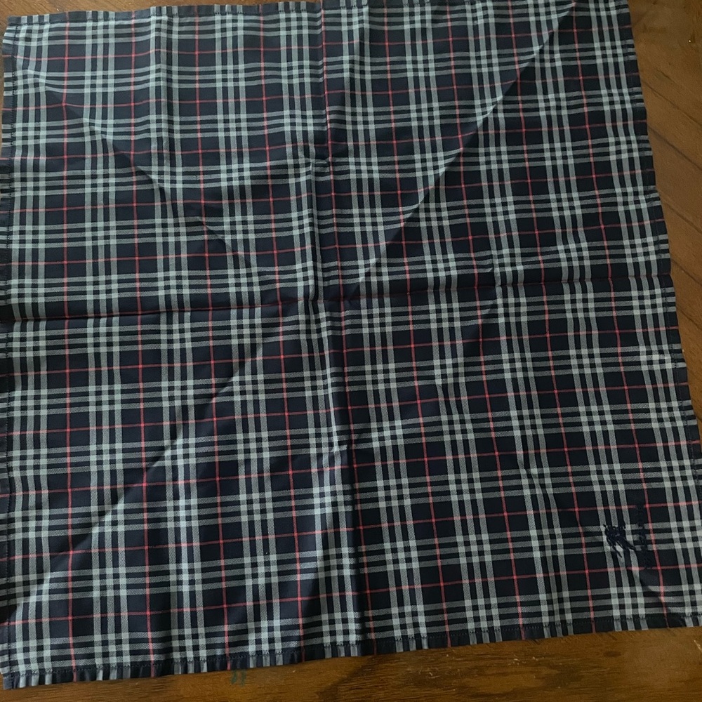 Burberry Black and Red Plaid Handkerchief